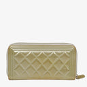 Chanel Quilted Patent Leather Boy Zip Wallet