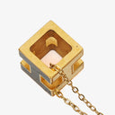 Hermès Gold Plated and Black Enamel Cage D'H Pendant Necklace