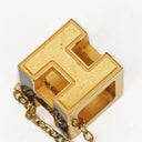 Hermès Gold Plated and Black Enamel Cage D'H Pendant Necklace