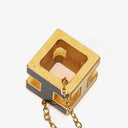 Hermès Gold Plated and Black Enamel Cage D'H Pendant Necklace