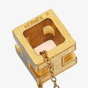 Hermès Gold Plated and Black Enamel Cage D'H Pendant Necklace