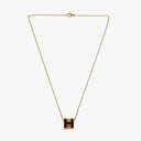Hermès Gold Plated and Black Enamel Cage D'H Pendant Necklace