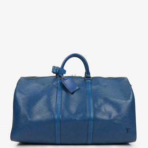 Louis Vuitton Keepall 50 Blue EPI Leather Travel Bag