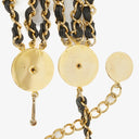 Chanel Gold Chain And Black Leather Coin Belt