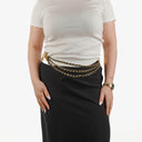 Chanel Gold Chain And Black Leather Coin Belt