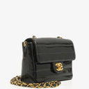 Chanel Mini Flap Square Bag in Black Horizontal Quilted Patent Leather with 24K Gold-Plated Hardware