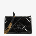 Chanel CC Black Patent Leather Multi Chain Shoulder Bag