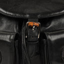 Gucci Vintage Black Leather Bamboo Backpack