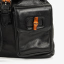 Gucci Vintage Black Leather Bamboo Backpack