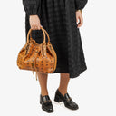 MCM Cognac Visetos Drawstring Tote Bag