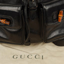 Gucci Vintage Black Leather Bamboo Backpack