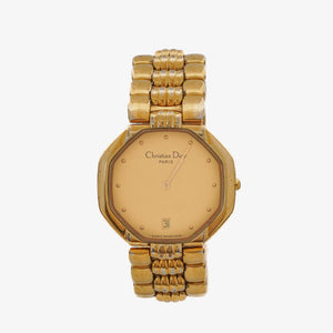 Christian Dior 32mm Octagon Gold Plated Stainless Steel Quartz Watch