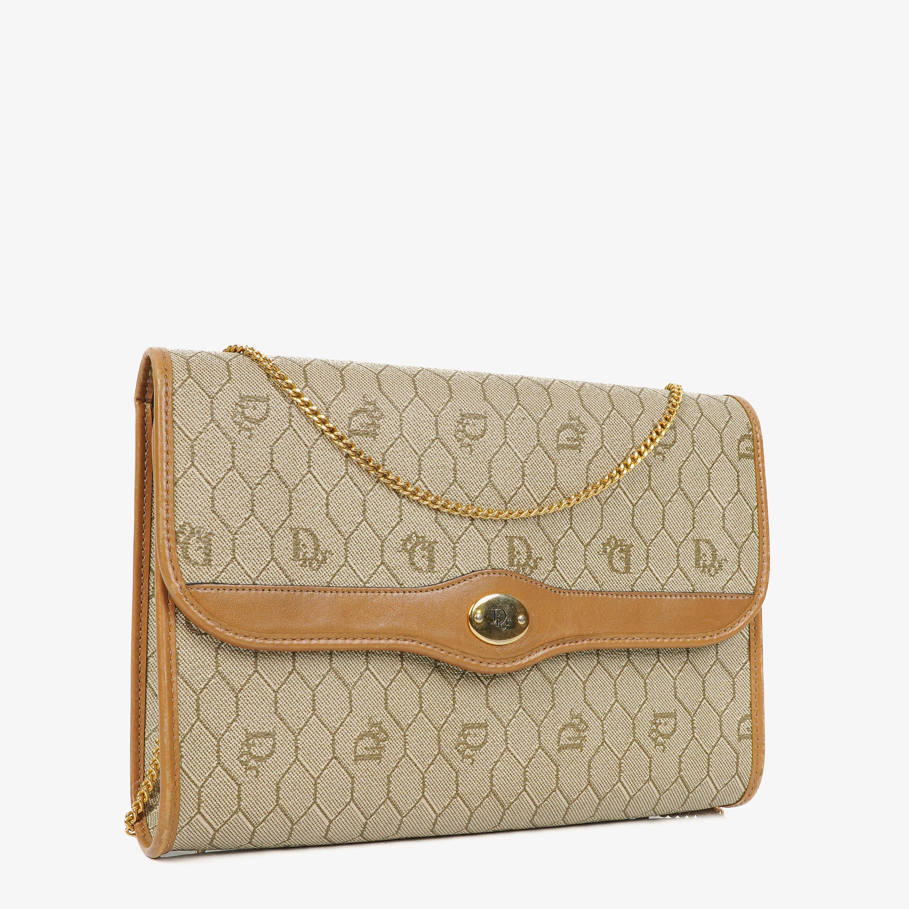 Christian Dior Beige Honeycomb Chain Shouder Bag