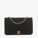 Chanel Classic Full Flap Bag Black Quilted Jersey With 24K Gold-Plated Hardware