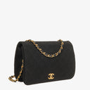 Chanel Classic Full Flap Bag Black Quilted Jersey With 24K Gold-Plated Hardware