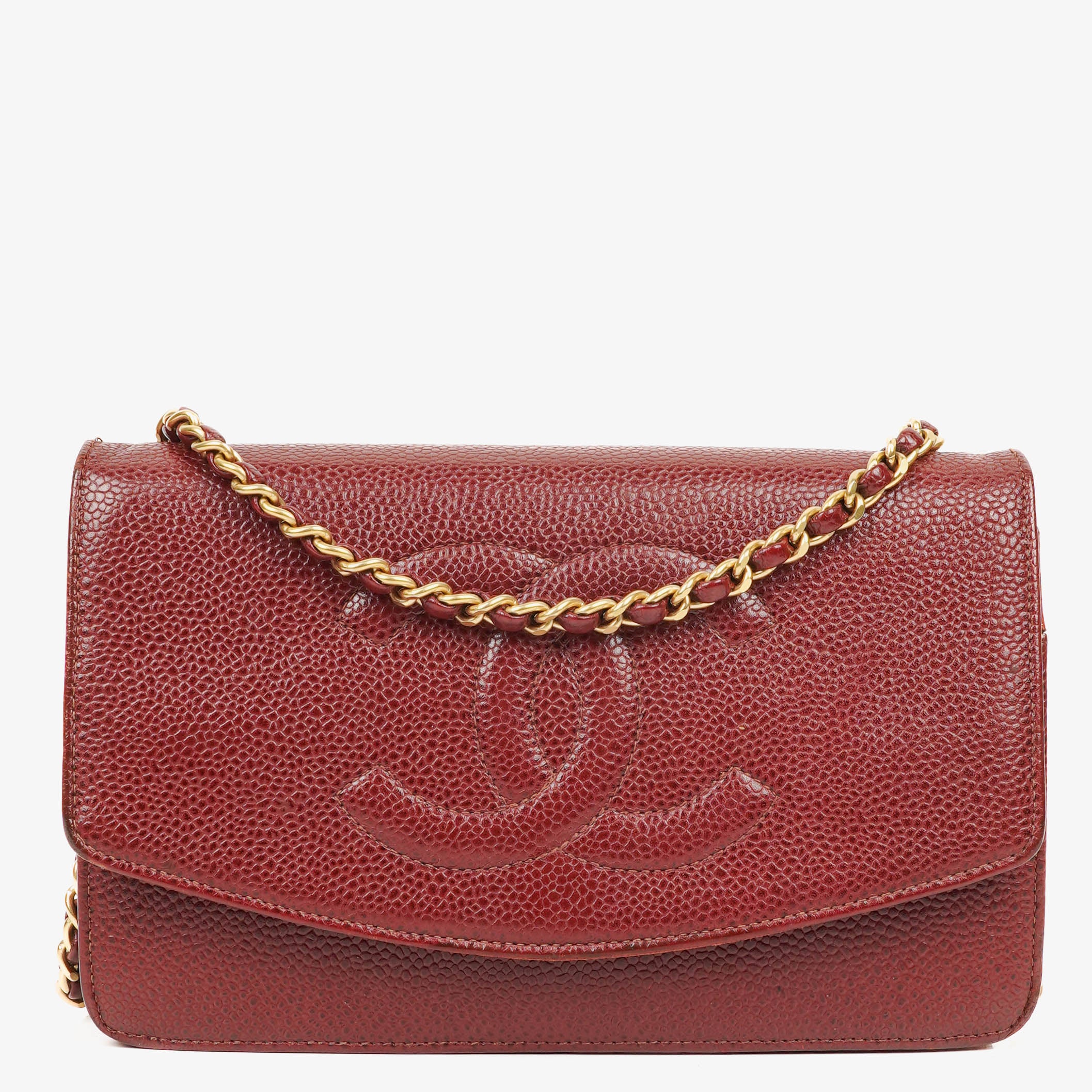 Chanel Timeless Geldbörse an Kette Kaviarleder WOC