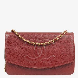 Portefeuille sur chaîne Chanel Timeless en cuir Caviar WOC