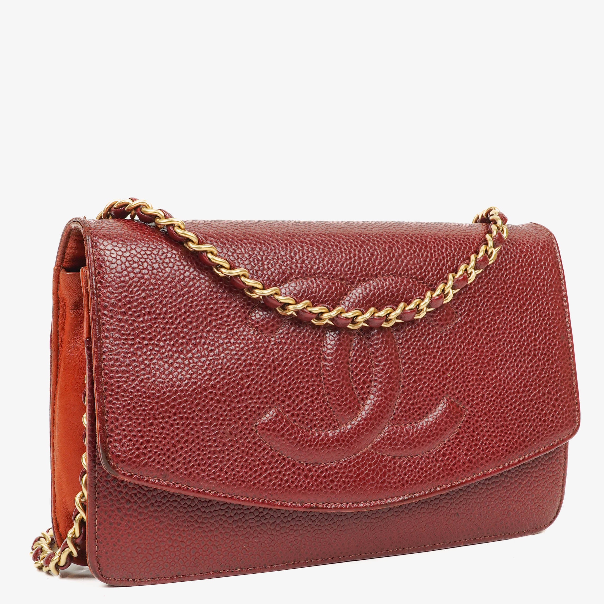 Chanel Timeless Geldbörse an Kette Kaviarleder WOC