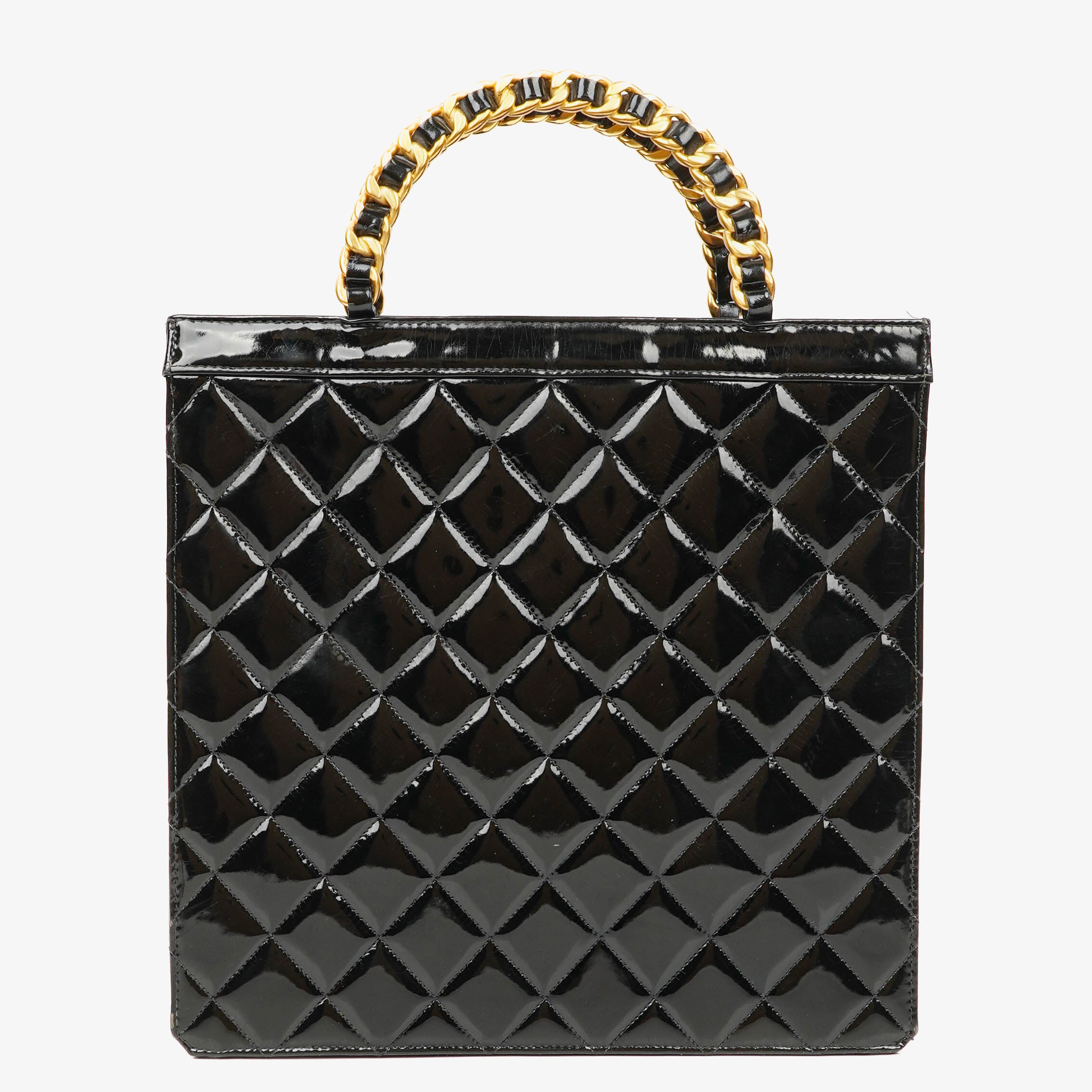 Chanel Schwarze Lackleder Tote Tasche