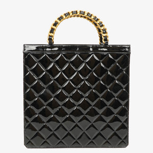 Chanel Black Patent Leather Tote Bag