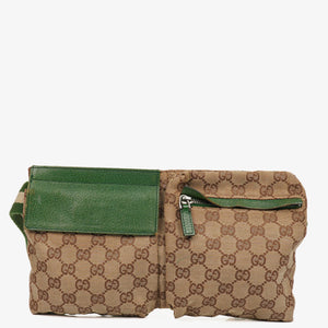 Gucci GG Beige/Green Monogram Canvas Belt Bag