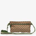 Gucci GG Beige/Green Monogram Canvas Belt Bag