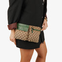 Gucci GG Beige/Green Monogram Canvas Belt Bag