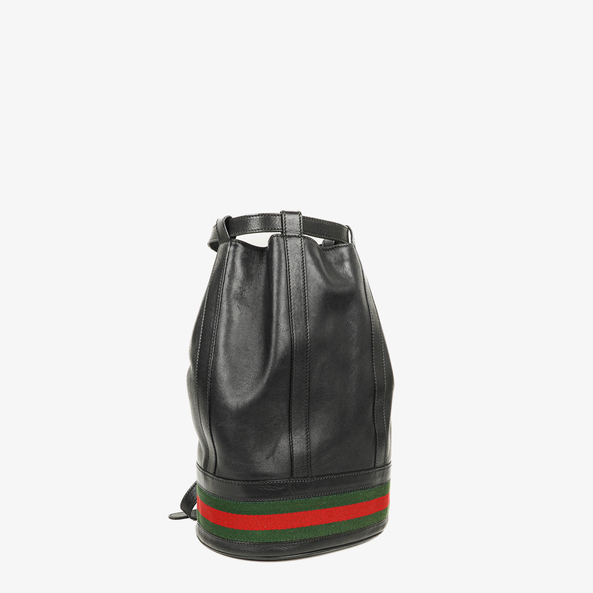Gucci Ophidia Web Stripe Black Leather Bucket Bag