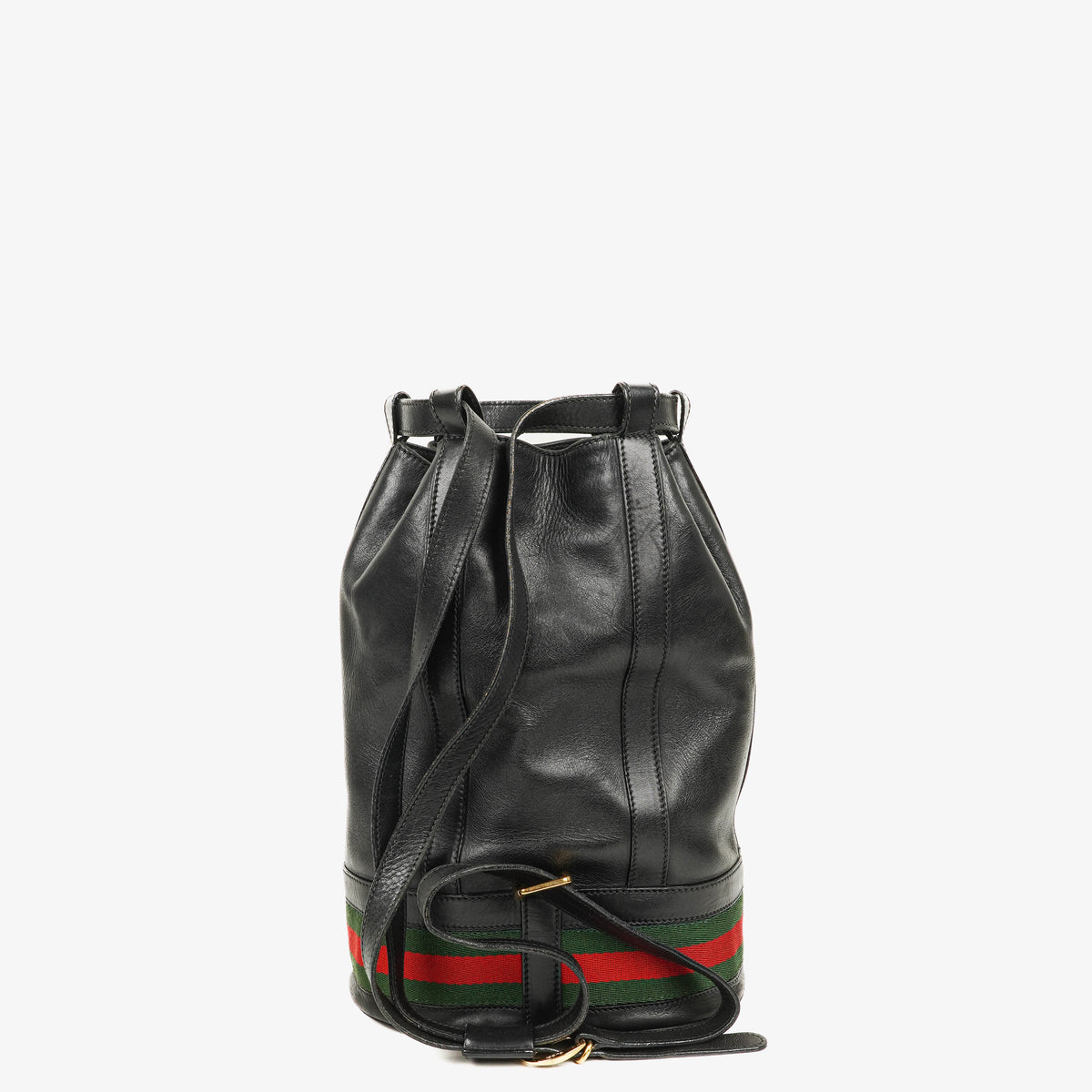 Gucci Ophidia Web Stripe Black Leather Bucket Bag