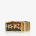 Hermes Green Equestrian Enamel and Gold Plated Loquet Bangle Quartz Watch L01.201