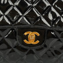 Chanel Black Double-Sided Flap Bag In Quilted Patent Leather