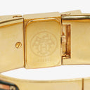 Hermes Green Equestrian Enamel and Gold Plated Loquet Bangle Quartz Watch L01.201