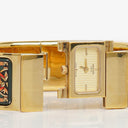 Hermes Green Equestrian Enamel and Gold Plated Loquet Bangle Quartz Watch L01.201