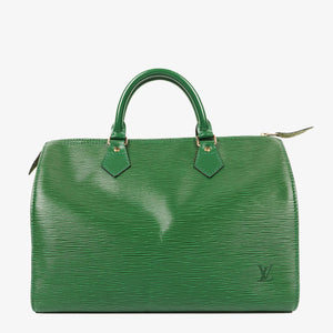 Louis Vuitton Speedy 30 Green EPI Leather Handbag