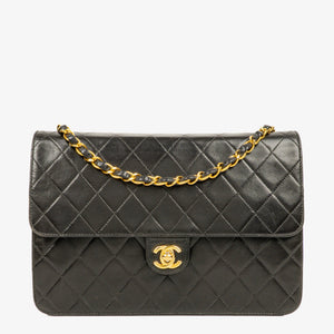 Chanel Medium Single Flap Bag Black Quilted Lambskin With Gold-Tone Hardware
