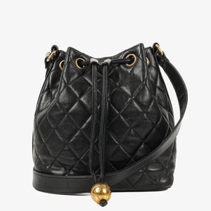 Chanel Black Quilted Leather Bucket Bag
