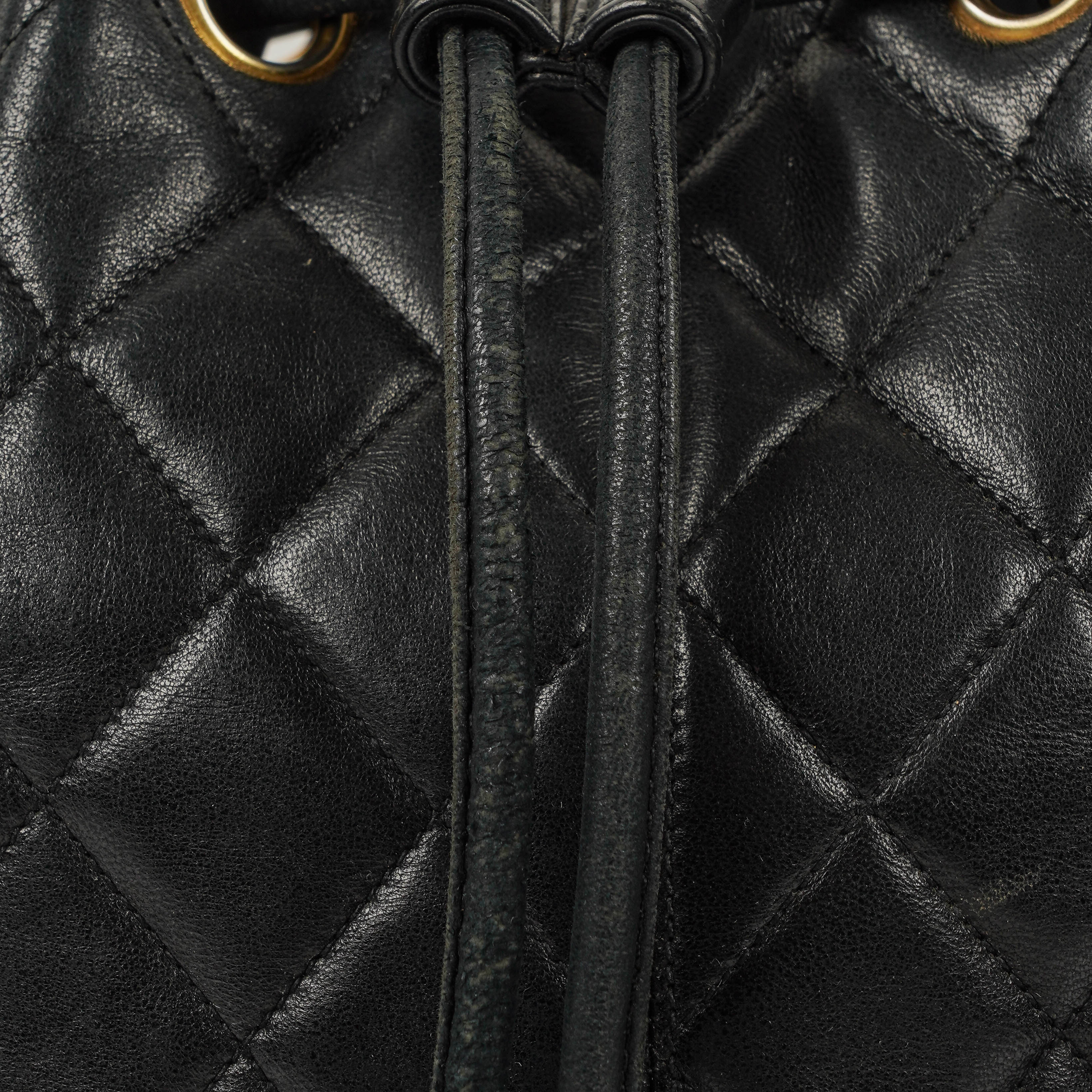 Chanel Black Quilted Leather Bucket Bag