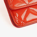 Chanel Wallet On Chain WOC Orange Quilted Patent Leather With Pink CC Logo And Silver Hardware