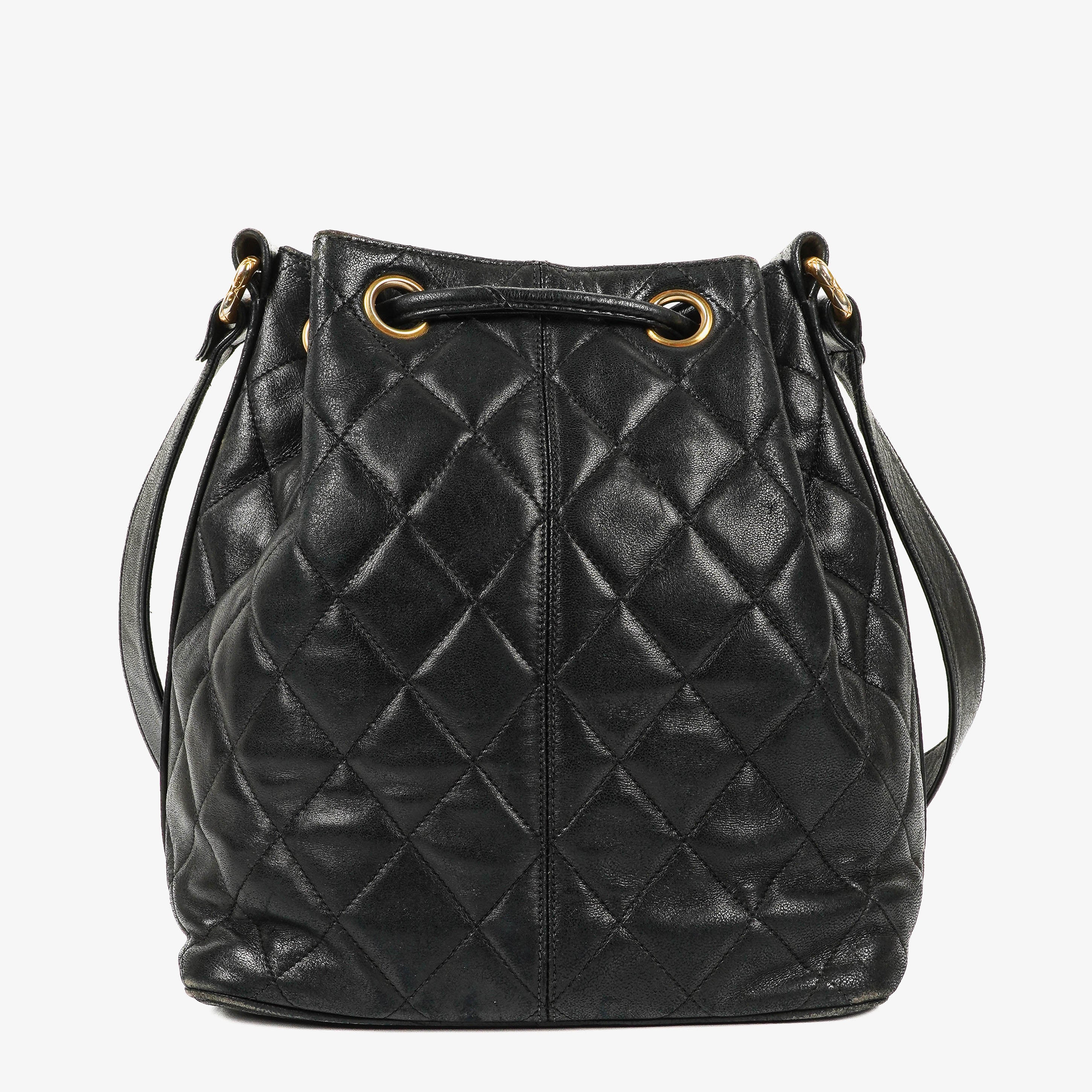 Chanel Black Quilted Leather Bucket Bag