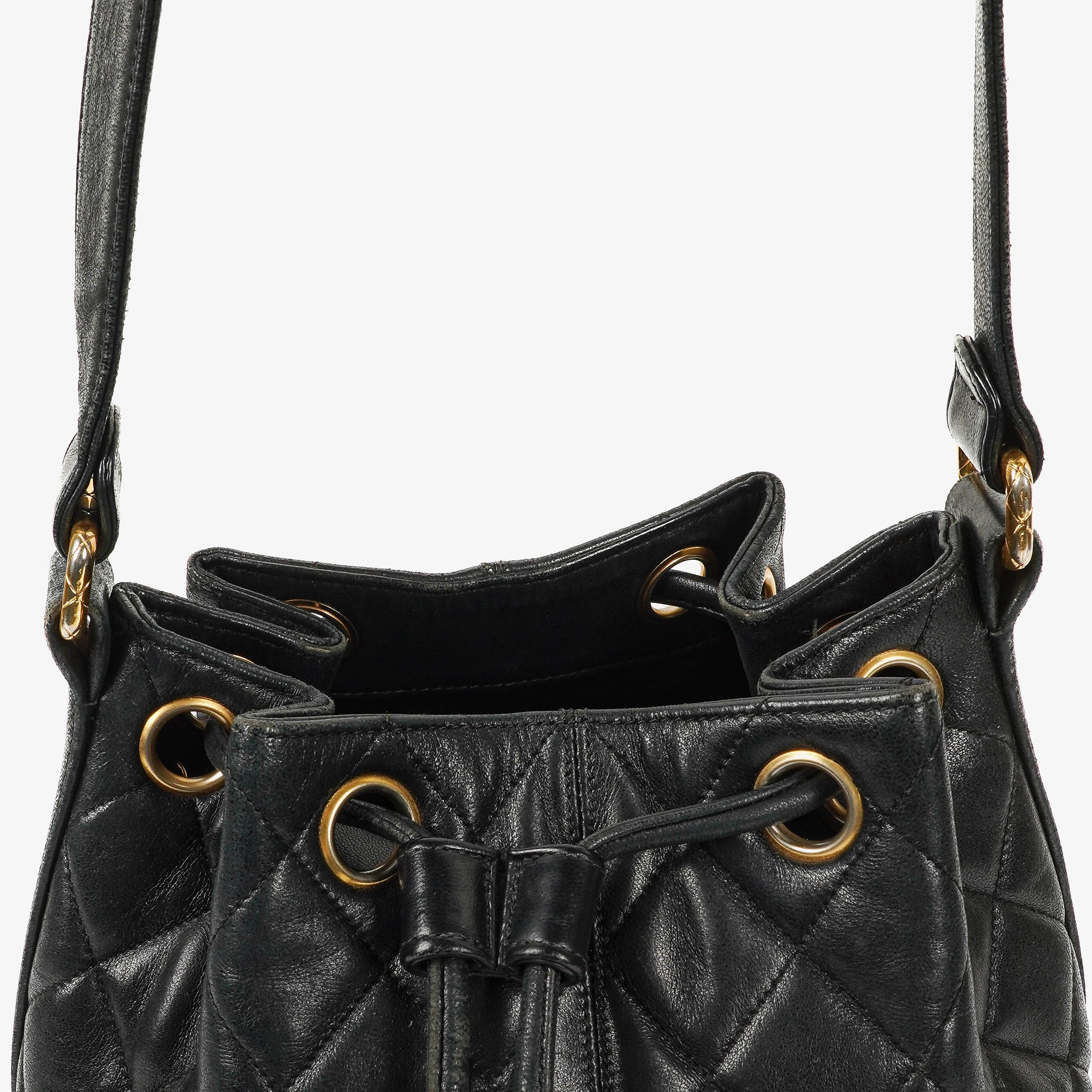 Chanel Black Quilted Leather Bucket Bag