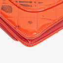 Chanel Wallet On Chain WOC Orange Quilted Patent Leather With Pink CC Logo And Silver Hardware