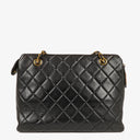 Chanel Black Quilted Leather CC Front Pocket Tote Bag