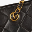 Chanel Black Quilted Leather CC Front Pocket Tote Bag