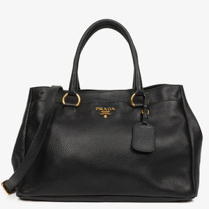 Prada Vitello Daino Black Leather Bag