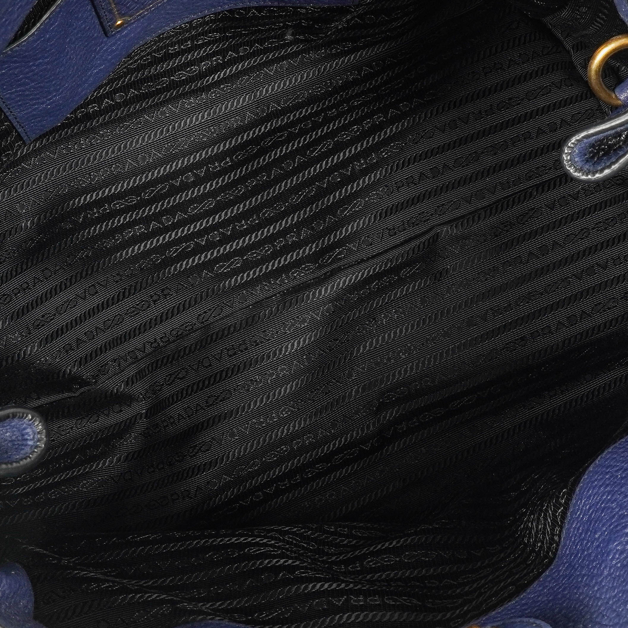 Prada Blue Leather Tote Bag