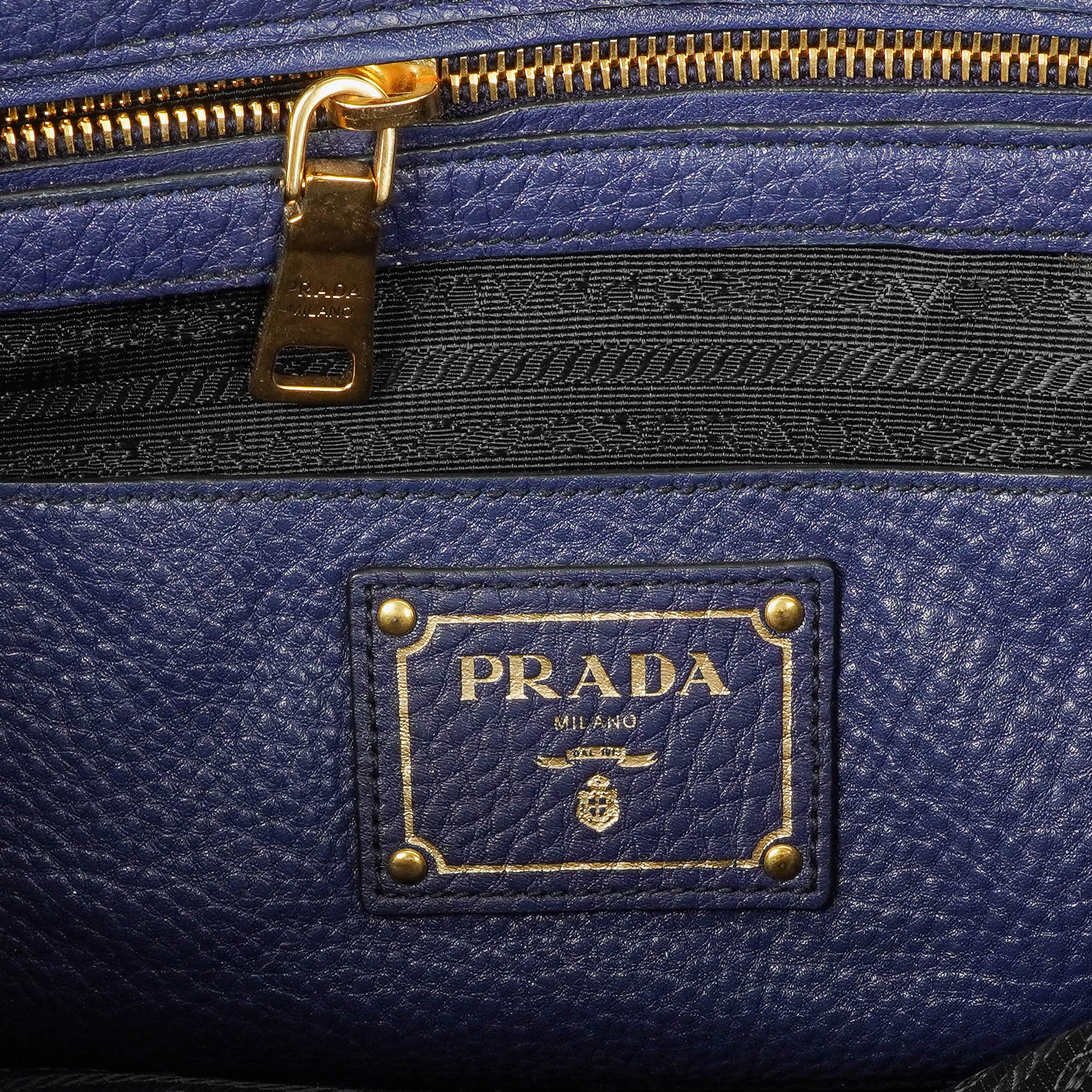 Prada Blue Leather Tote Bag