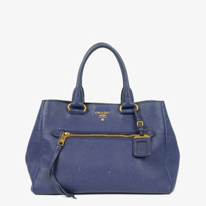 Prada Blue Leather Tote Bag