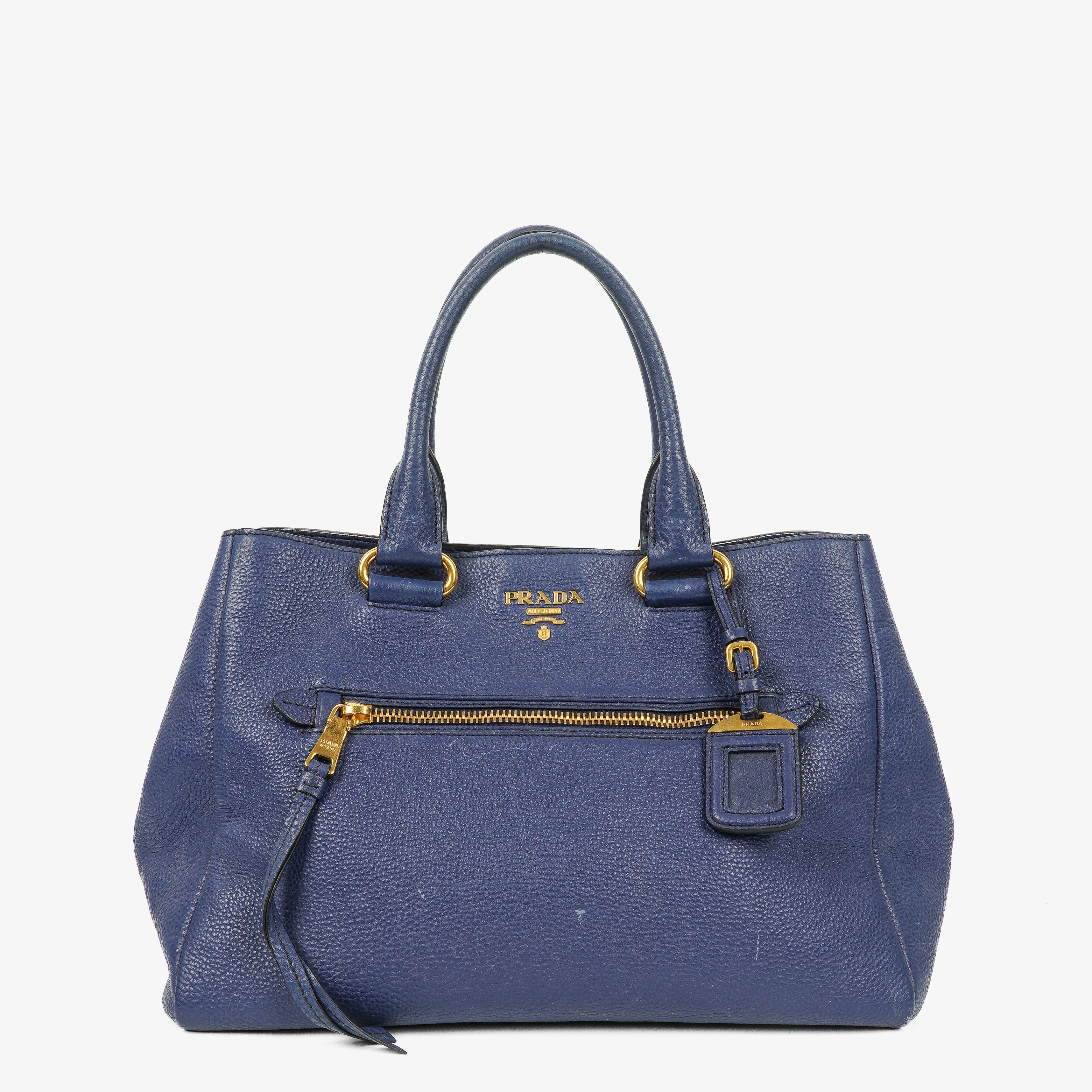 Prada Blue Leather Tote Bag