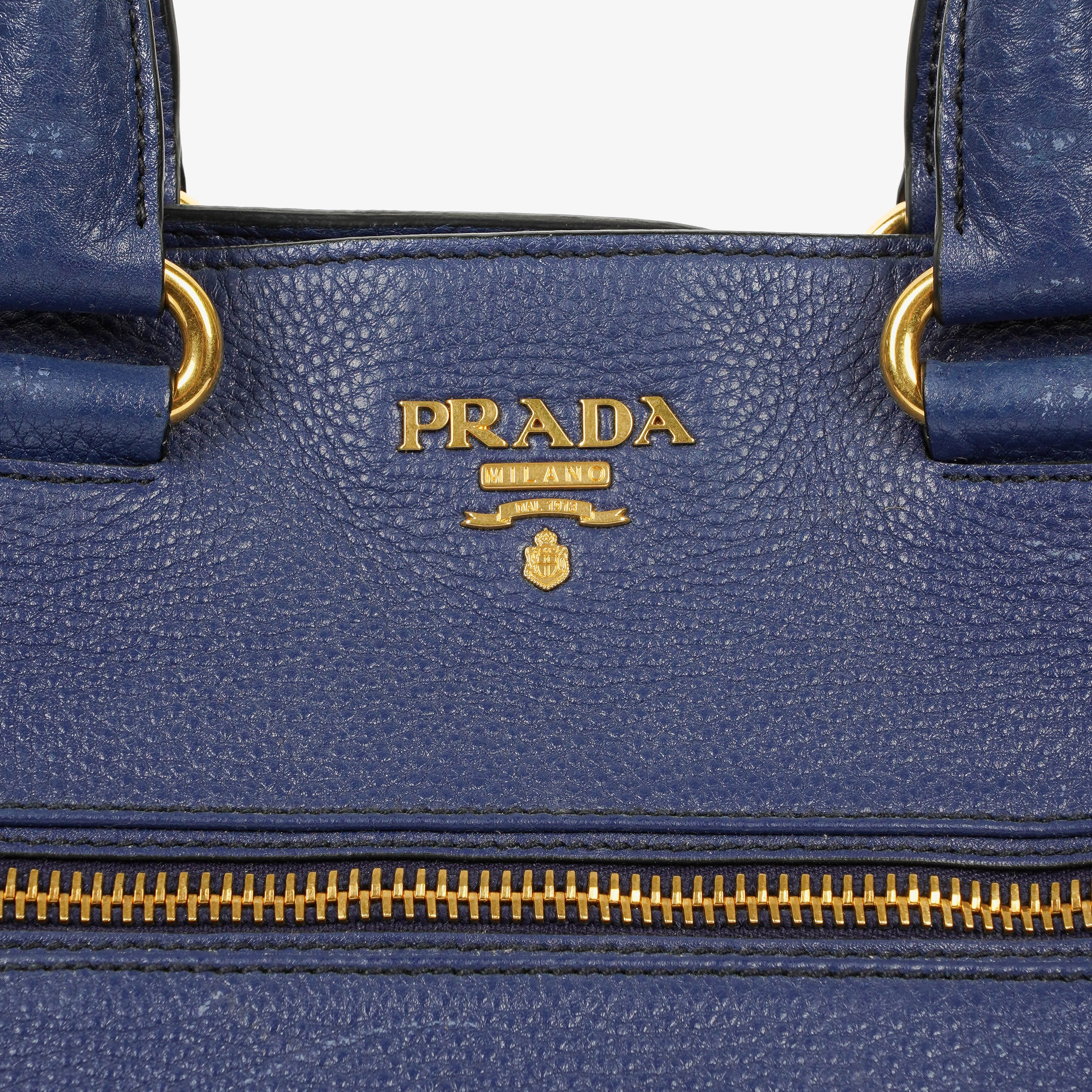Prada Blue Leather Tote Bag