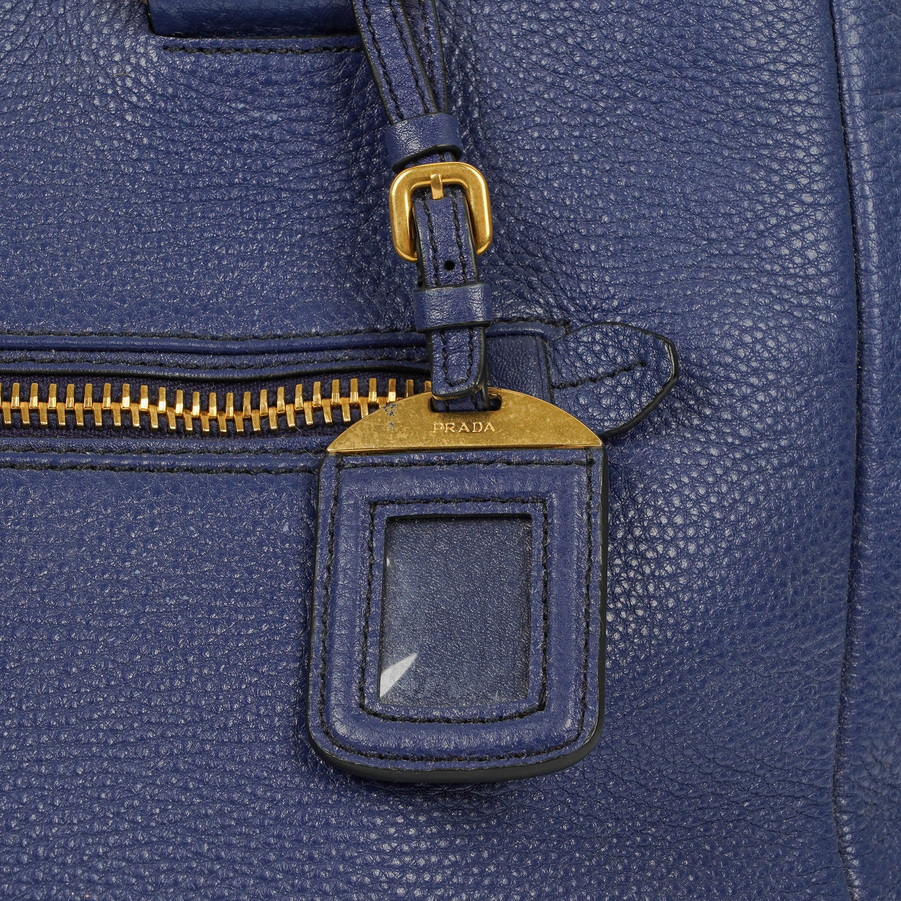 Prada Blue Leather Tote Bag